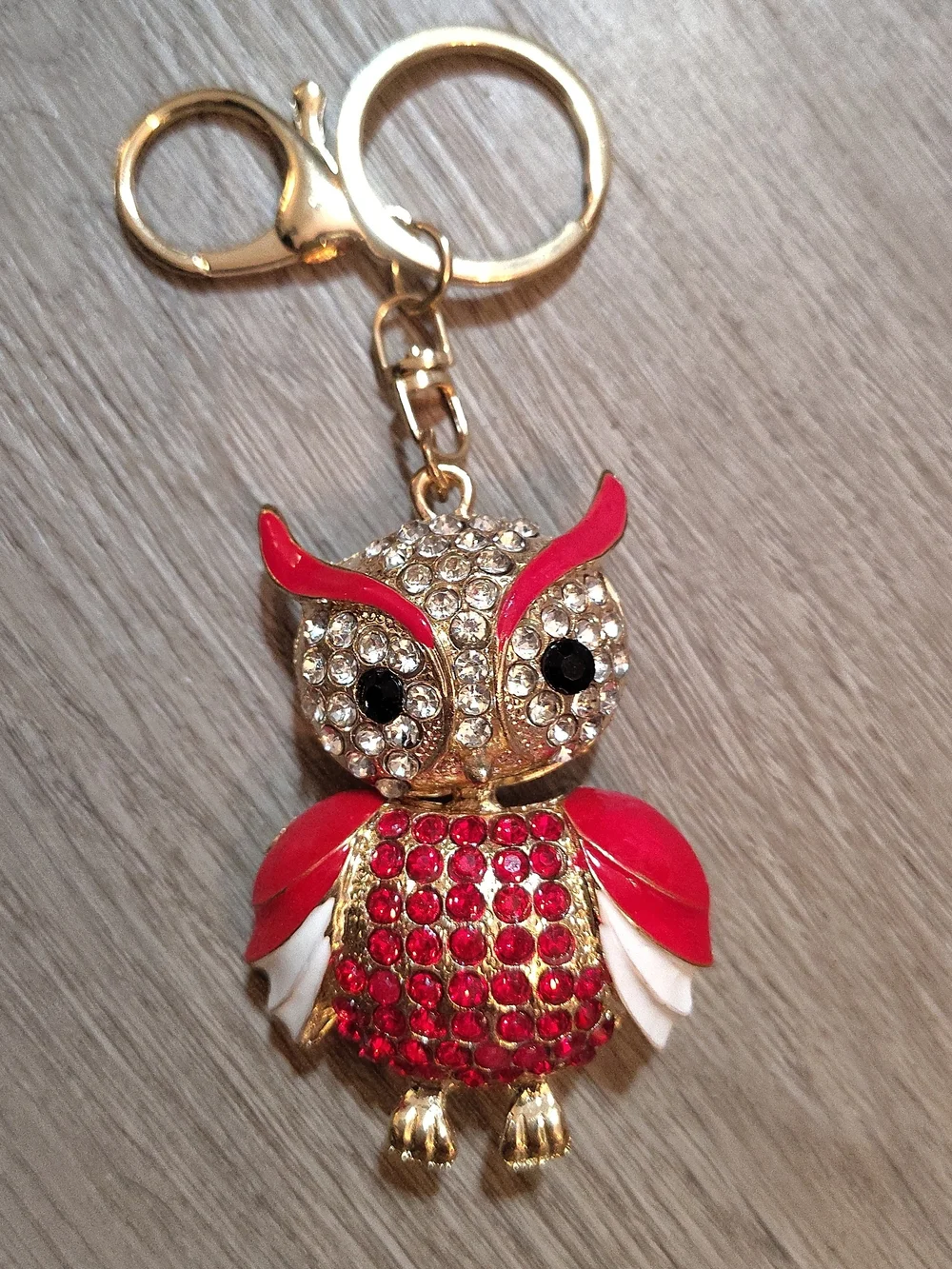 2 For $22🆕 Moveable Bobblehead Owl Bag Charm Keychain w/Bling Accents